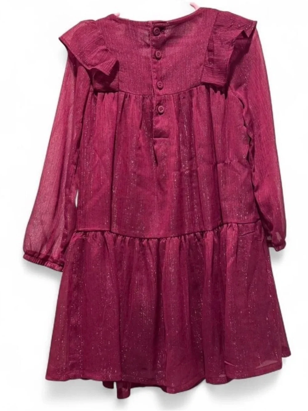 Carter's Shimmery Red Girls Dress with Ruffle Yoke